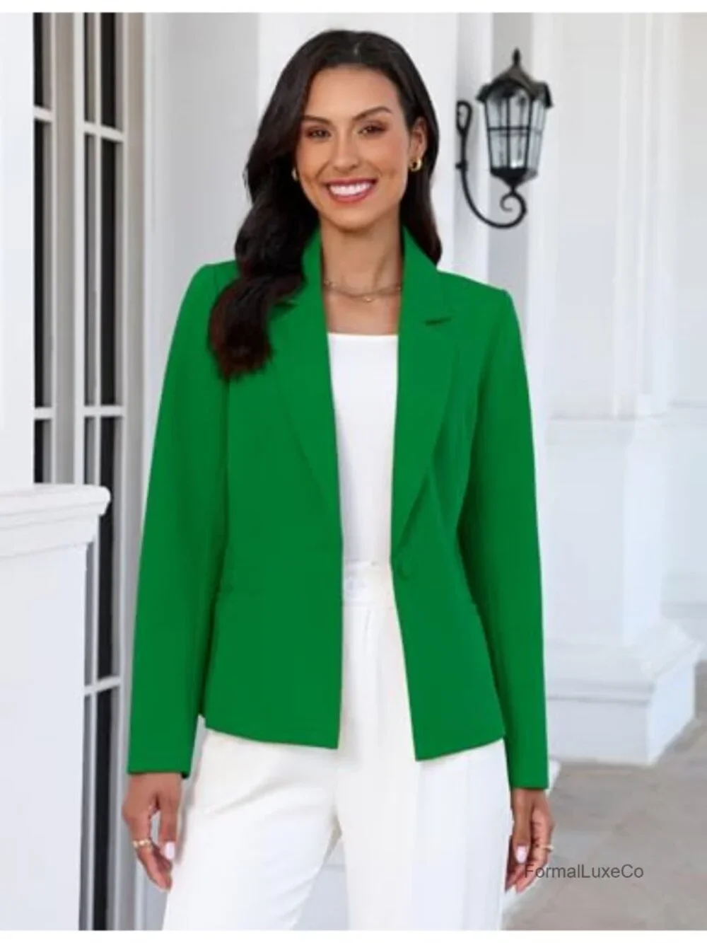 Business Casual Blazer with Pockets Notch Lapel Suit Jacket Work Office